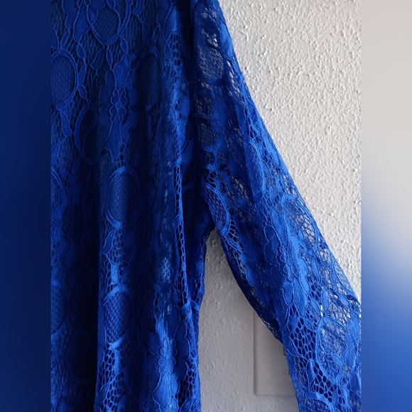 Chic Blue Lace Women's Blouse - Picture 4 of 6